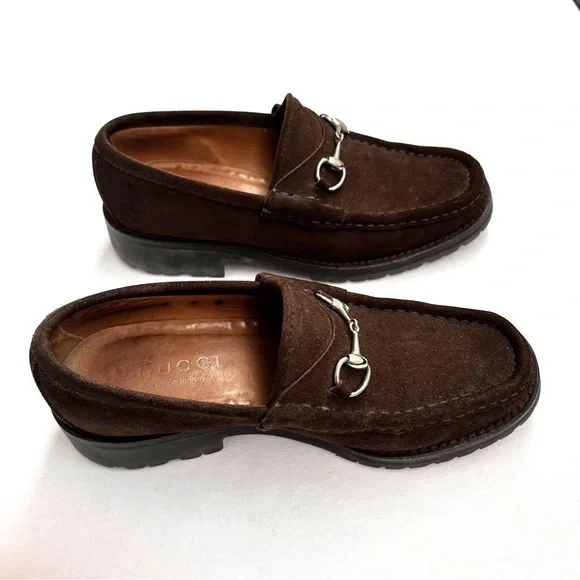 Gucci Brown Suede Horsebit Loafers - Picture 5 of 12